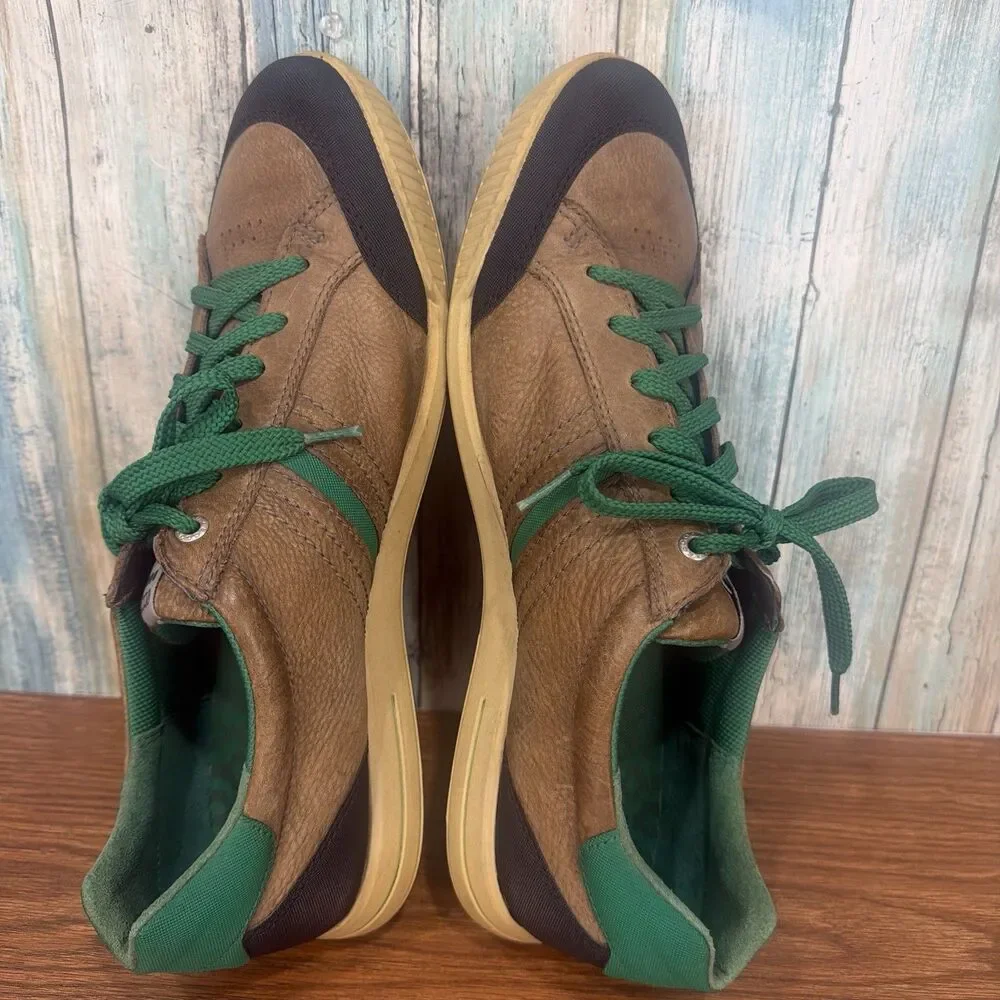 ECCO Mens 46 US 12 12.5 Brown Green Leather Lace Up Casual Sneakers Shoes